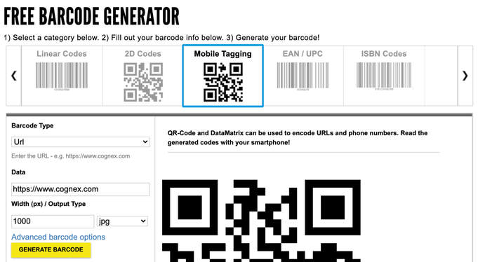 Free Barcode Generator von cognex